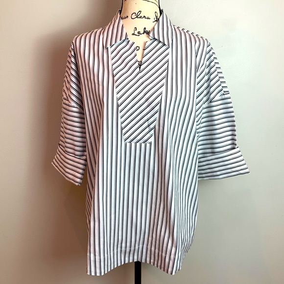 Chico’s Dolman Double Stripe Poplin Top NEW! - Picture 8 of 11